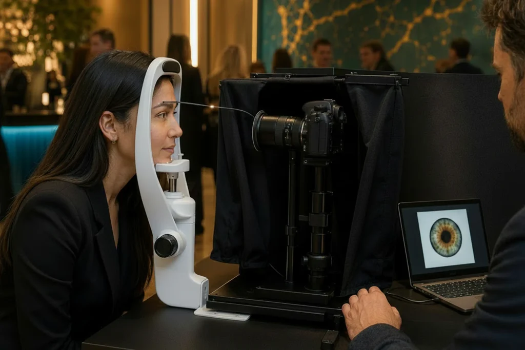 Activación de fotografía de iris durante un evento corporativo
